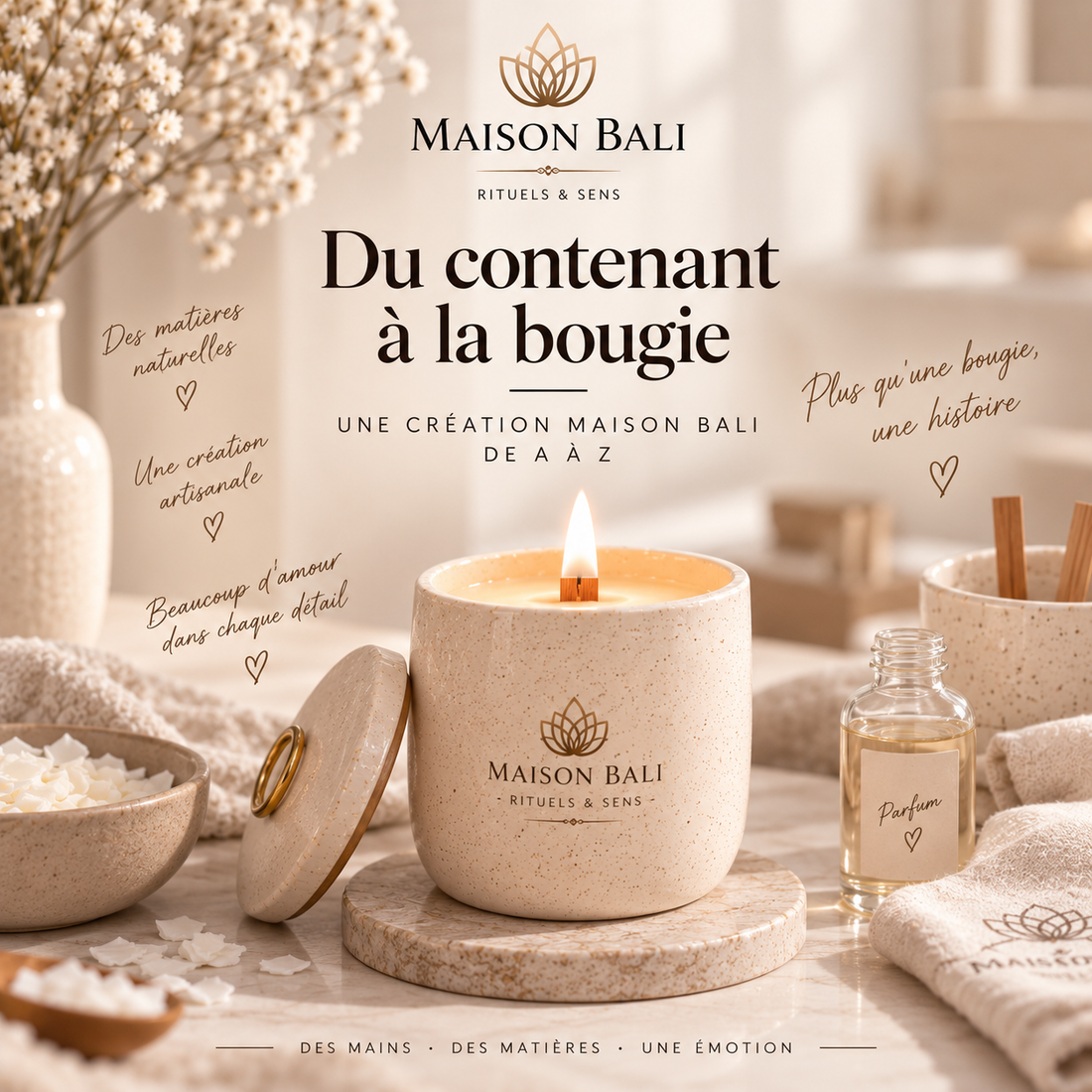 Du contenant à la bougie : une création Maison Bali de A à Z