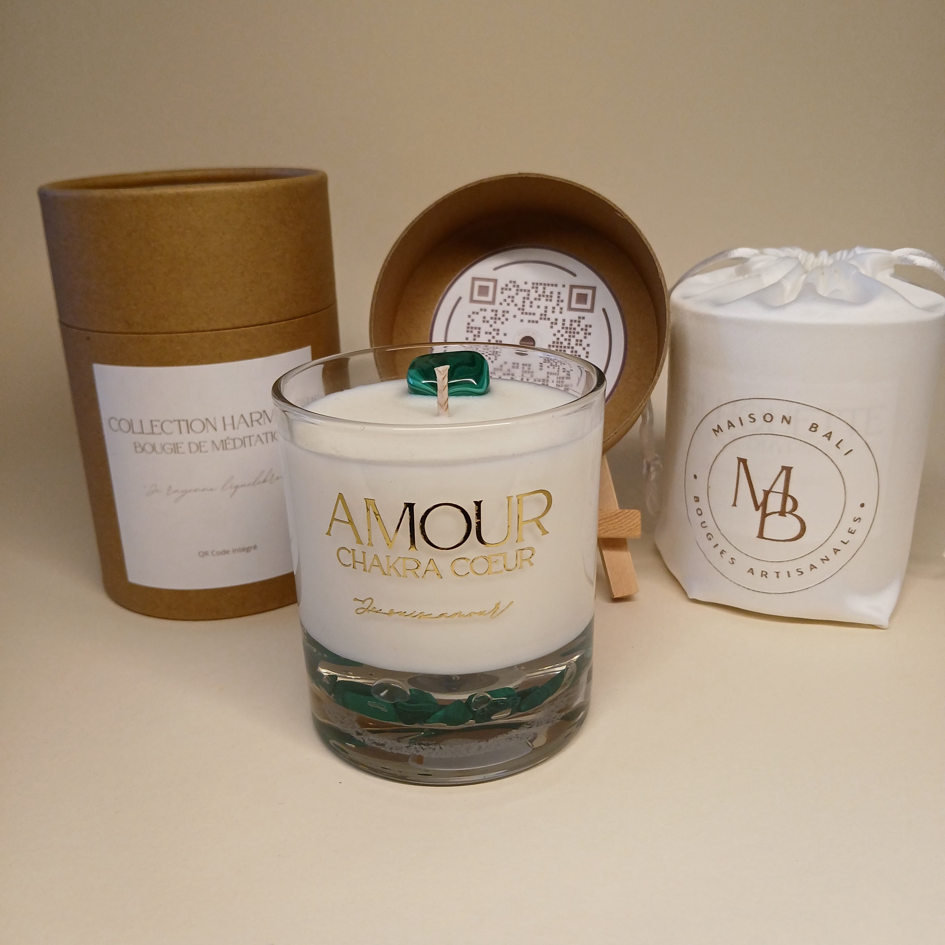 Bougie Amour - QR Code Audio méditation - Maison Bali
