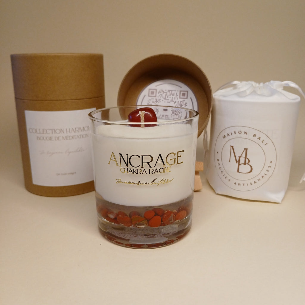 Bougie Ancrage - QR Code Audio méditation - Maison Bali