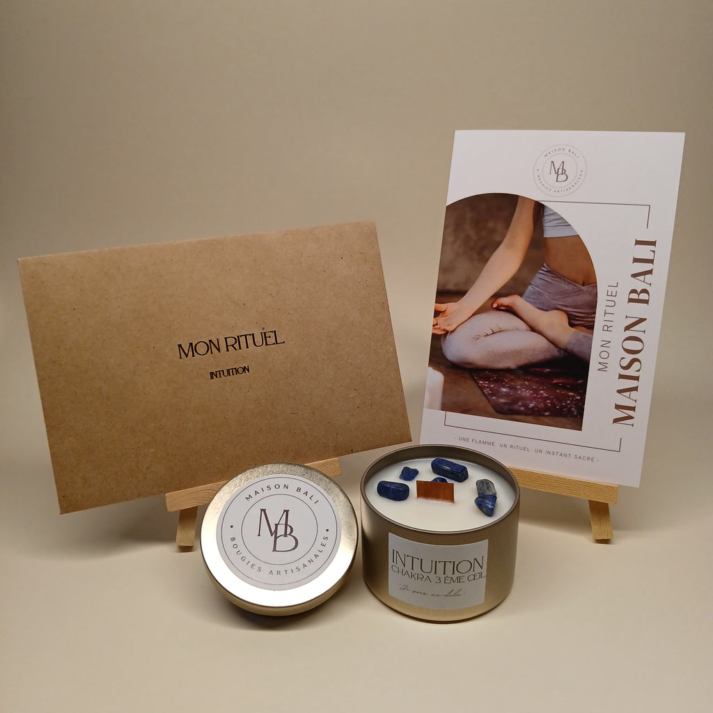 Bougie Intuition - Collection Éveil - Chakra Troisième Œil - Maison Bali